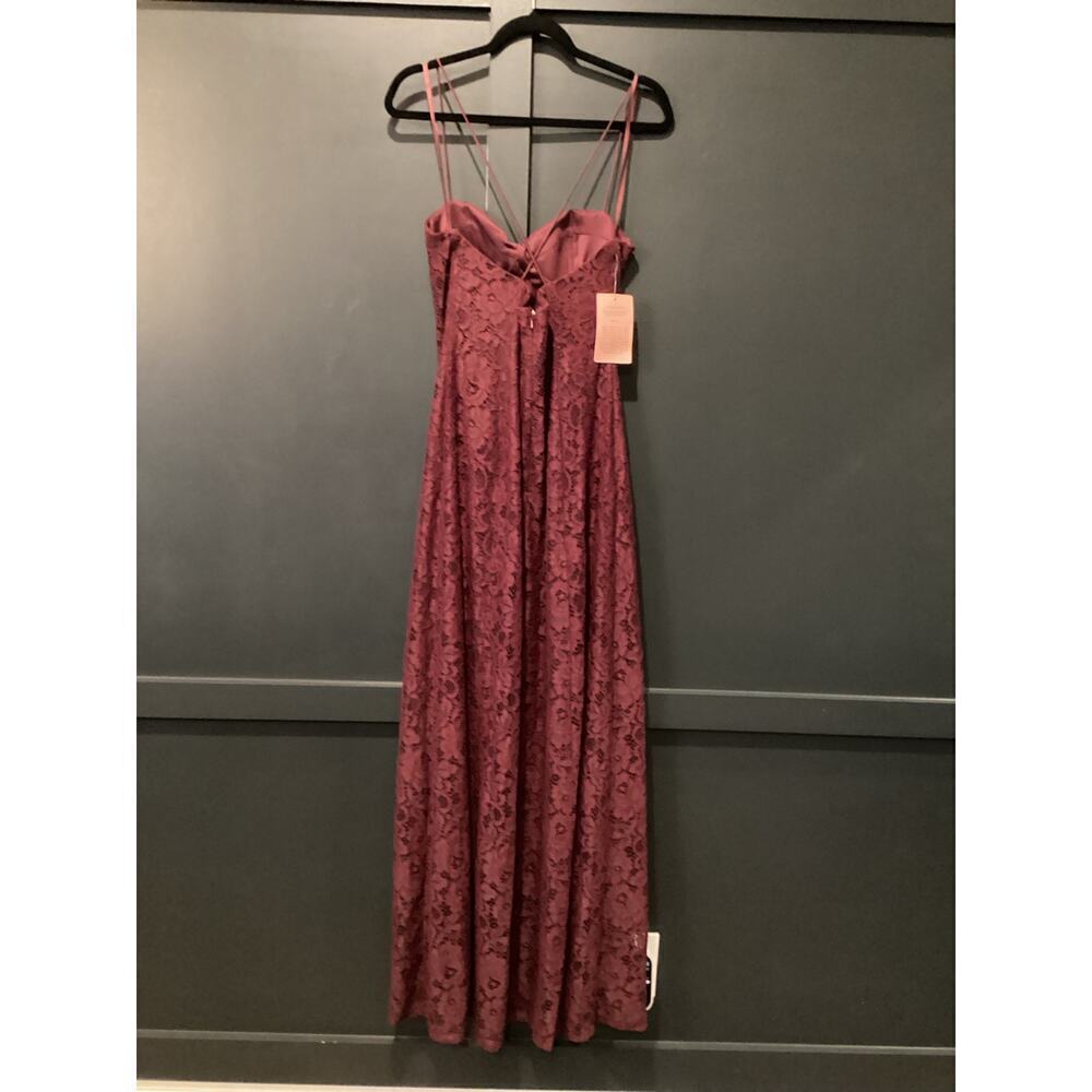 Anthropologie BHLDN Emma Sweetheart Sleeveless Lace Long Gown Front Slit Wine 12 - Picture 3 of 16